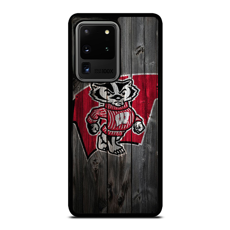 WISCONSIN BADGERS WOOD LOGO Samsung Galaxy S20 Ultra Case Cover