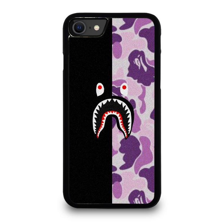 BAPE SHARK BLACK PURPLE CAMO iPhone SE 2020 Case Cover