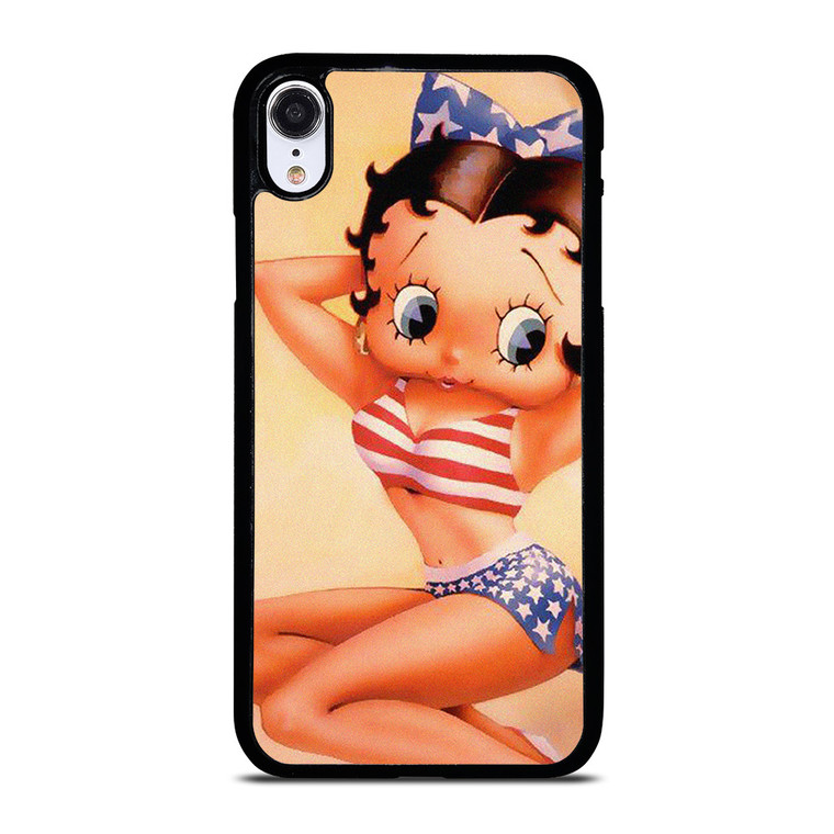 BETTY BOOP AMERICAN FLAG CARTOON iPhone XR Case Cover