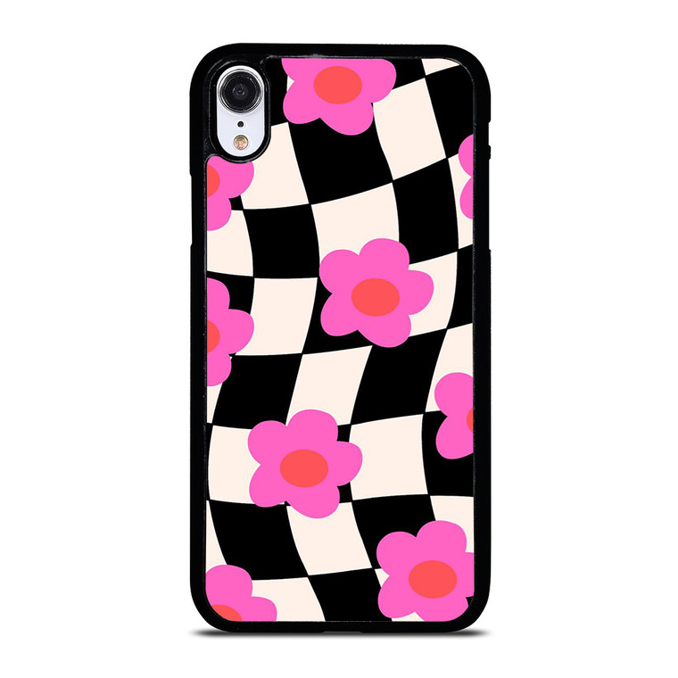 CHECKERED AESTHETIC DAISY FLOWER iPhone XR Case Cover