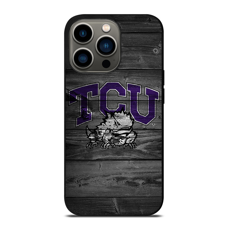 TCU HORNED FROGS FOOTBALL WOOD LOGO iPhone 13 Pro Case Cover