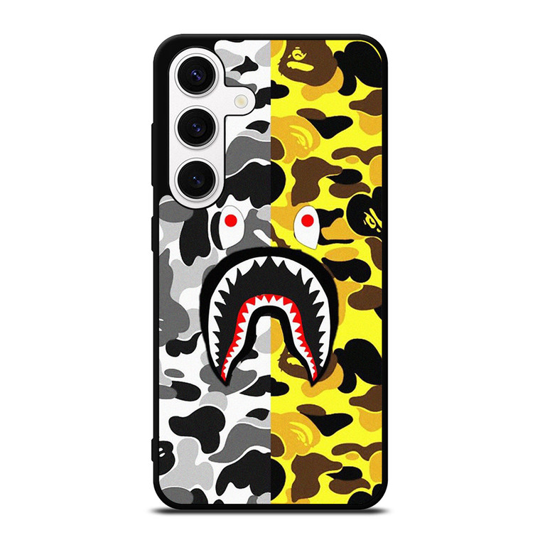 BAPE SHARK GREY YELLOW   Samsung Galaxy S24 Case Cover