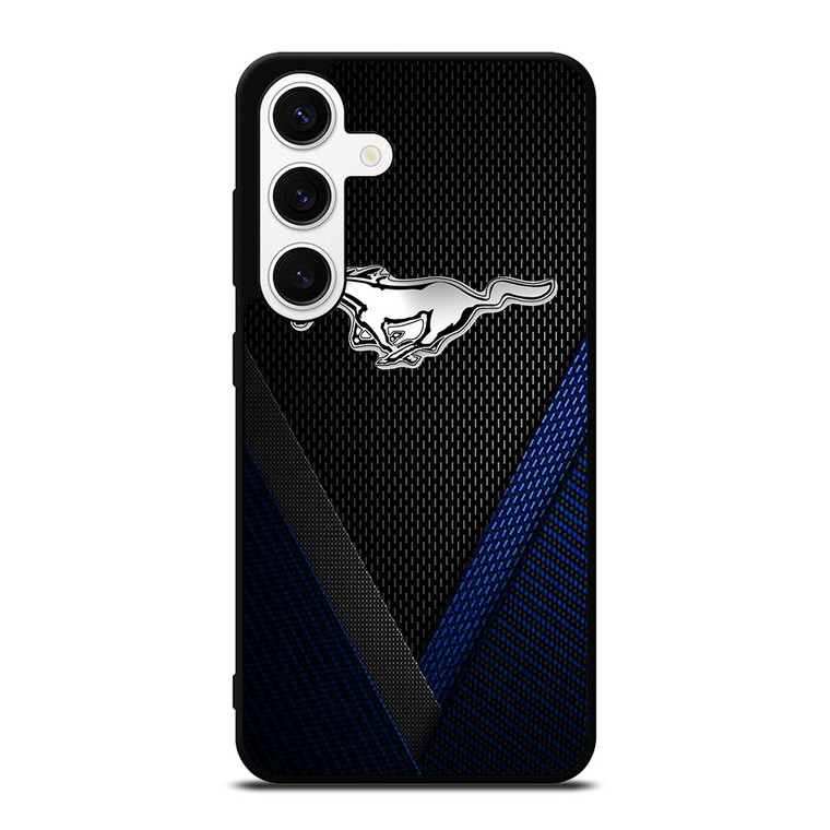 FORD MUSTANG BLLUE CARBON EMBLEM   Samsung Galaxy S24 Case Cover