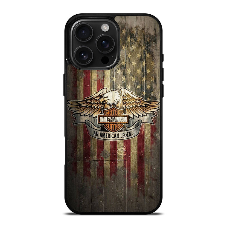 HARLEY DAVIDSON MOTORCYCLES USA WOOD LOGO iPhone 16 Pro Max Case Cover