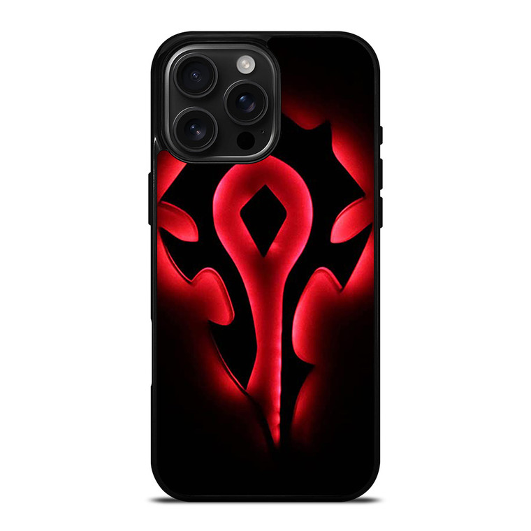 HORDE WORLD OF WARCRAFT BLACK LOGO iPhone 16 Pro Max Case Cover