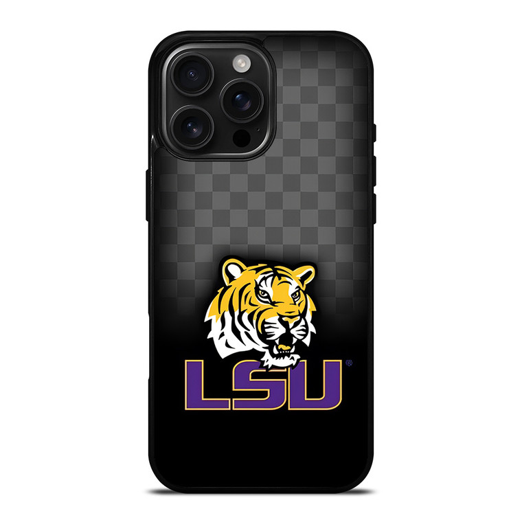 LSU TIGERS FOOTBALL CHECKERBOARD LOGO iPhone 16 Pro Max Case Cover