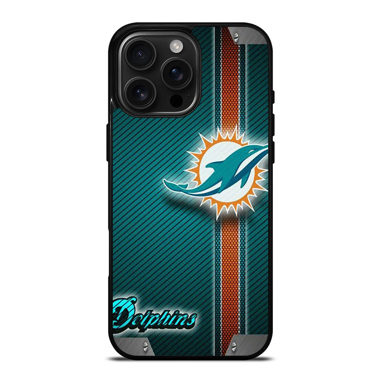 MIAMI DOLPHINS FOOTBALL METAL LOGO 2 iPhone 16 Pro Max Case Cover