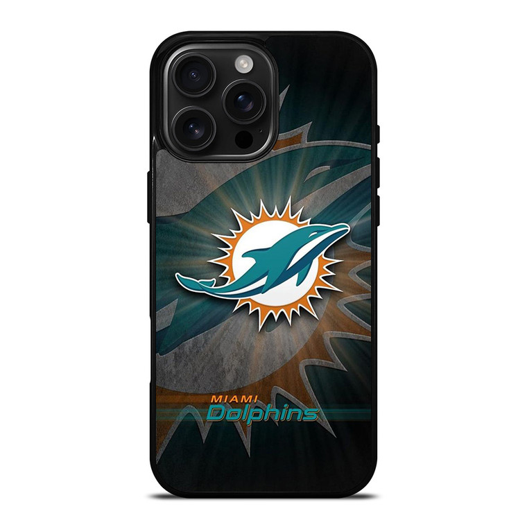 MIAMI DOLPHINS FOOTBALL METAL LOGO iPhone 16 Pro Max Case Cover