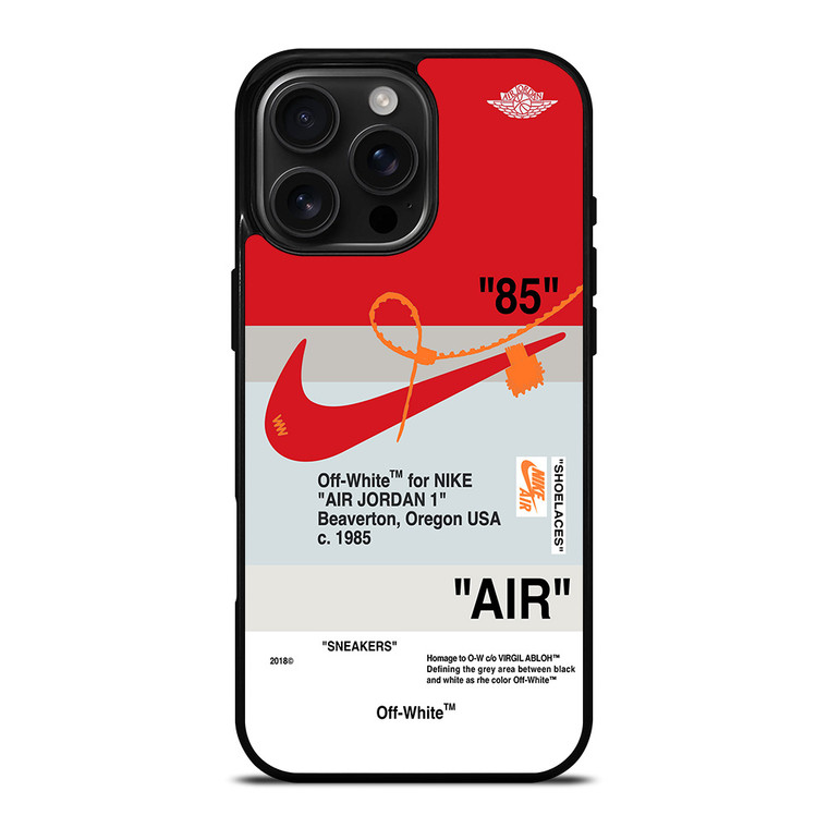 NIKE AIR JORDAN 1 OFF WHITE RED iPhone 16 Pro Max Case Cover