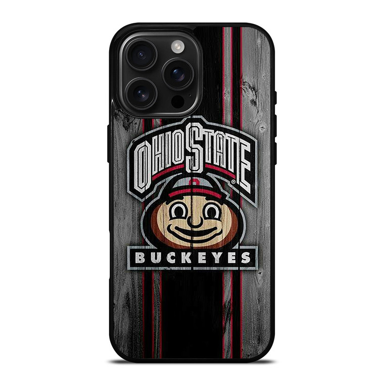 OHIO STATE BUCKEYES WOOD ICON iPhone 16 Pro Max Case Cover