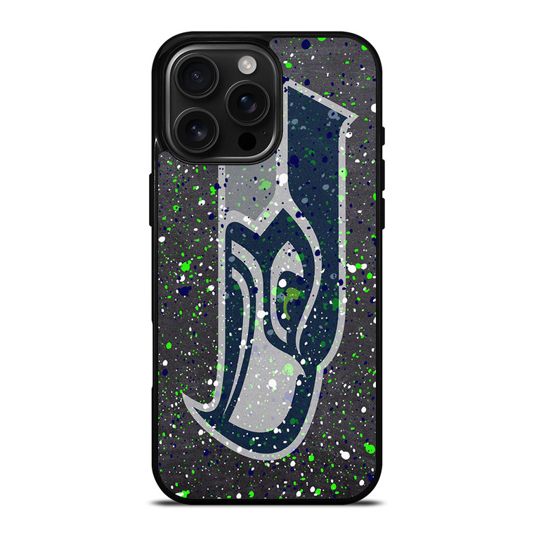 SEATTLE SEAHAWKS SPLASHED LOGO iPhone 16 Pro Max Case Cover