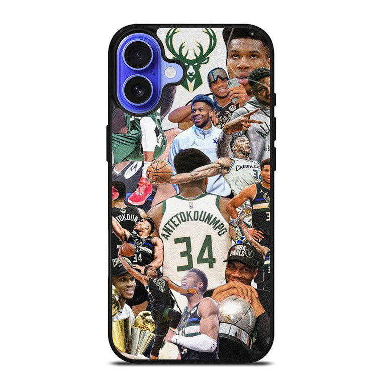 GIANNIS ANTETOKOUNMPO MILWAUKEE BUCKS COLLAGE iPhone 16 Case Cover GIANNIS ANTETOKOUNMPO MILWAUKEE BUCKS COLLAGE iPhone 16 Case Cover