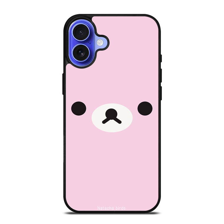 RILAKKUMA BEAR PINK MINIMALIST iPhone 16 Case Cover