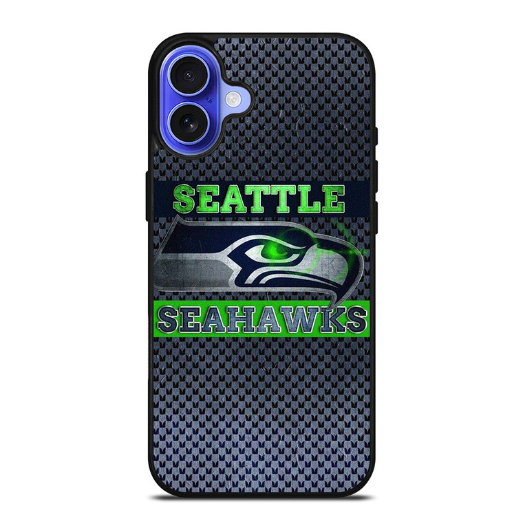 SEATTLE SEAHAWKS FOOTBALL METAL LOGO iPhone 16 Case Cover