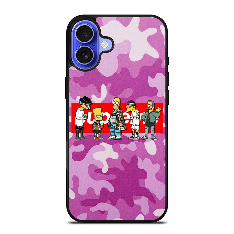 SUPREME THE SIMPSONS CAMO PURPLE iPhone 16 Case Cover SUPREME THE SIMPSONS CAMO PURPLE iPhone 16 Case Cover