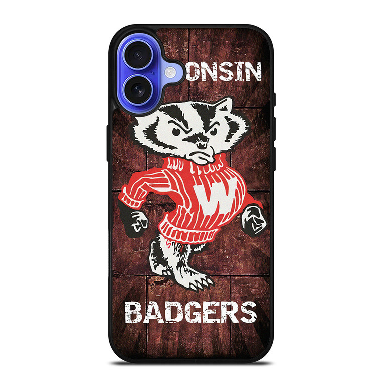 WISCONSIN BADGERS RUSTY SYMBOL iPhone 16 Case Cover WISCONSIN BADGERS RUSTY SYMBOL iPhone 16 Case Cover