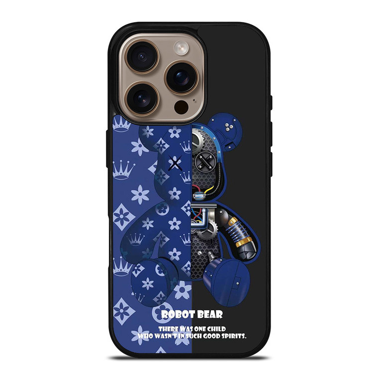 BEAR BRICK KAWS ROBOT BLUE iPhone 16 Pro Case Cover