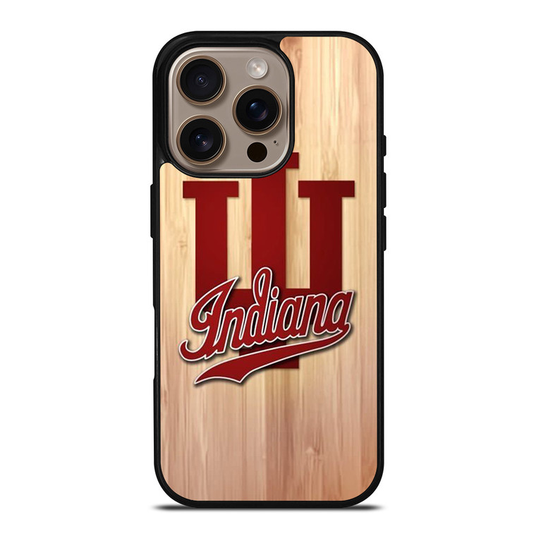 INDIANA HOOSIERS WOOD LOGO iPhone 16 Pro Case Cover