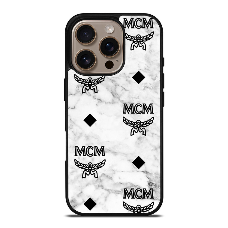 MCM WORLDWIDE WHITE MARBLE iPhone 16 Pro Case Cover