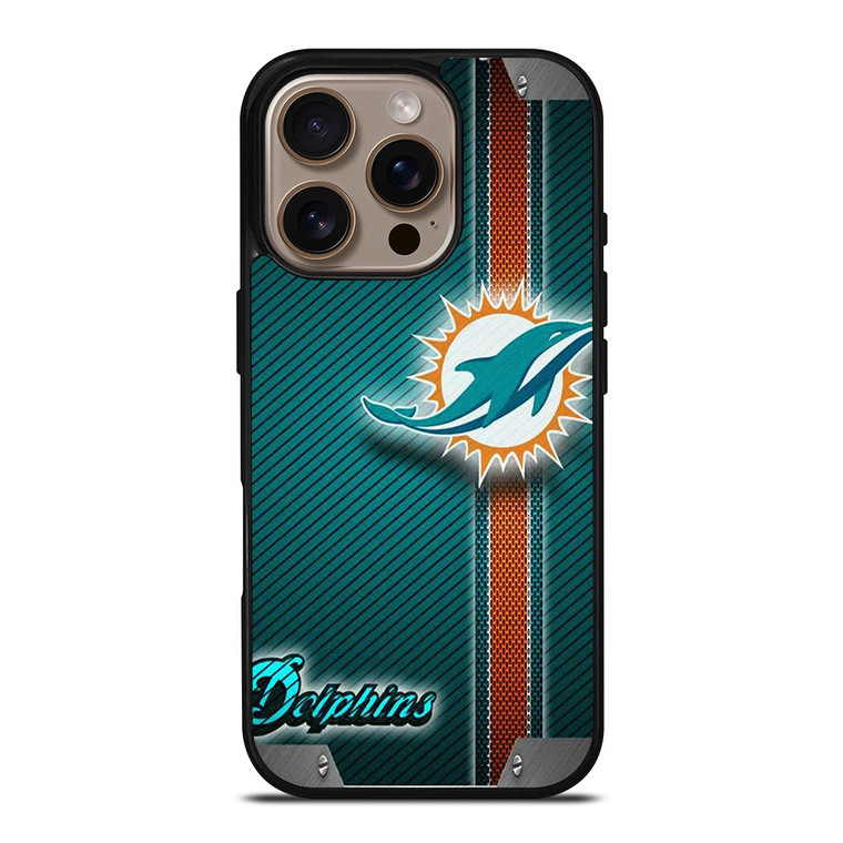 MIAMI DOLPHINS FOOTBALL METAL LOGO 2 iPhone 16 Pro Case Cover