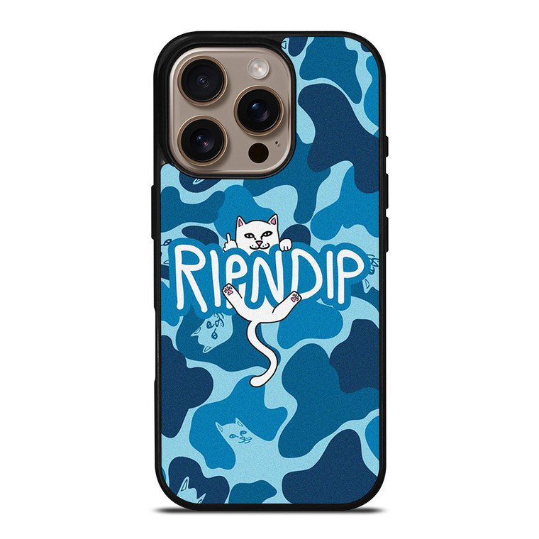 RIPNDIP CAT CAMO BLUE iPhone 16 Pro Case Cover