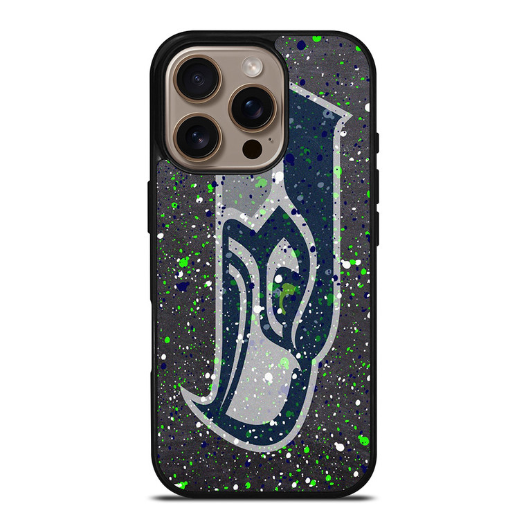 SEATTLE SEAHAWKS SPLASHED LOGO iPhone 16 Pro Case Cover