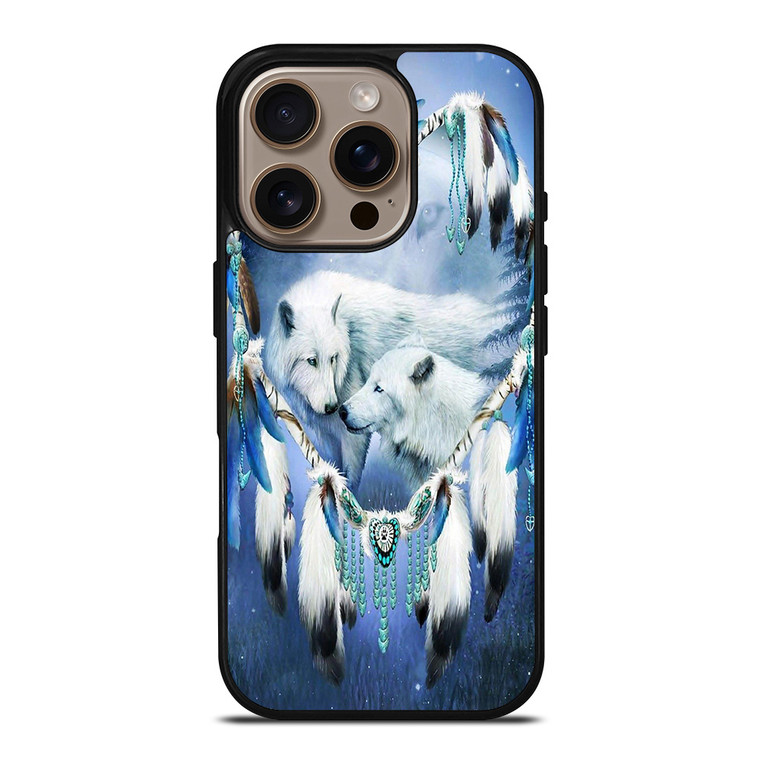 WHITE WOLF DREAMCATCHER iPhone 16 Pro Case Cover