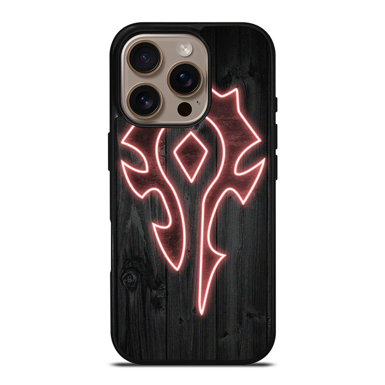 WORLD OF WARCRAFT HORDE WOOD LOGO iPhone 16 Pro Case Cover