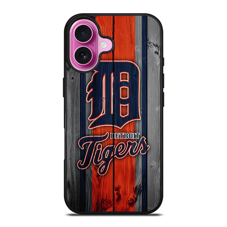 DETROIT TIGERS FOOTBALL WOOD LOGO iPhone 16 Plus Case Cover