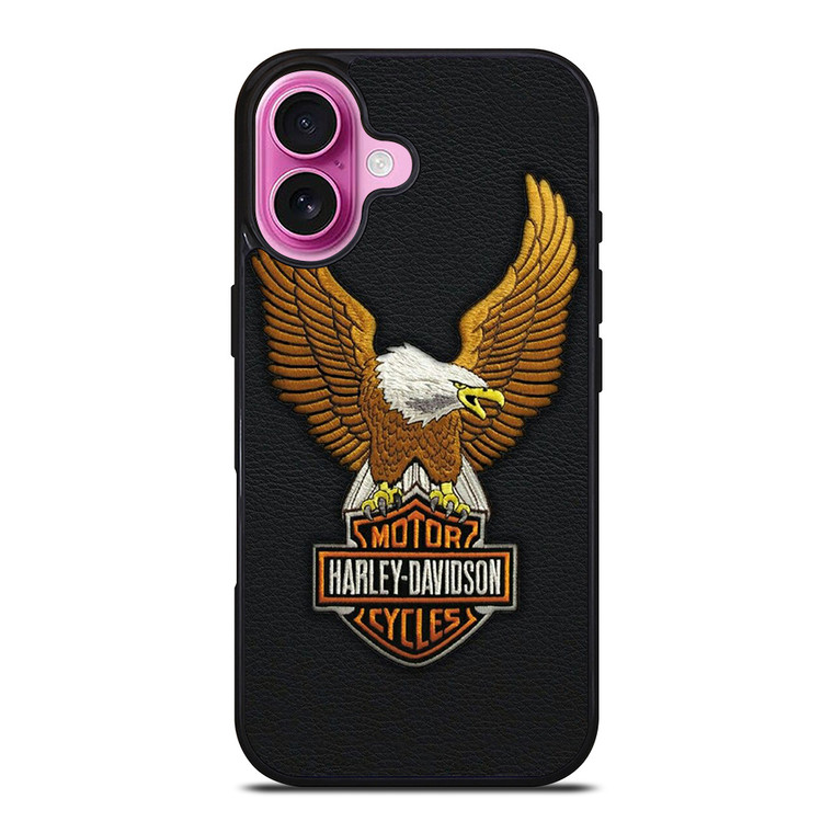 HARLEY DAVIDSON MOTORCYCLES LEATHER EMBOSS iPhone 16 Plus Case Cover