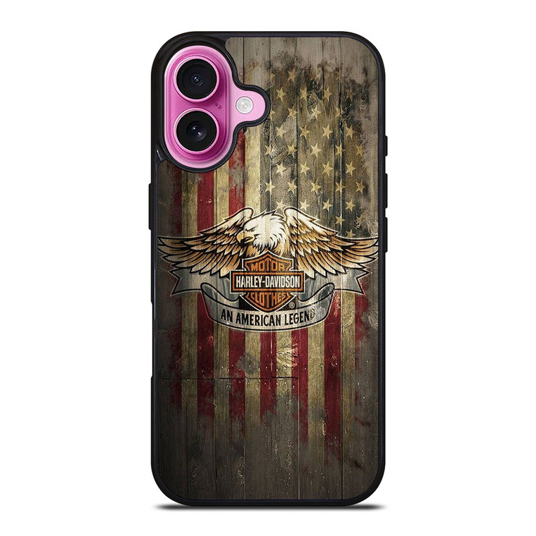 HARLEY DAVIDSON MOTORCYCLES USA WOOD LOGO iPhone 16 Plus Case Cover