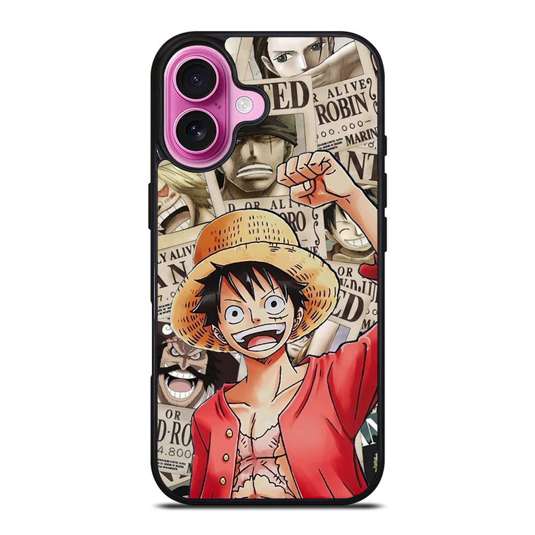 LUFFY WANTED POSTER PATTERN iPhone 16 Plus Case Cover