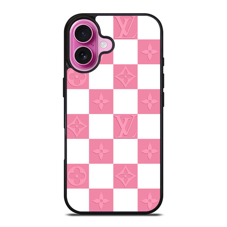 LV LOUIS VUITTON CHECKERED PINK iPhone 16 Plus Case Cover LV LOUIS VUITTON CHECKERED PINK iPhone 16 Plus Case Cover