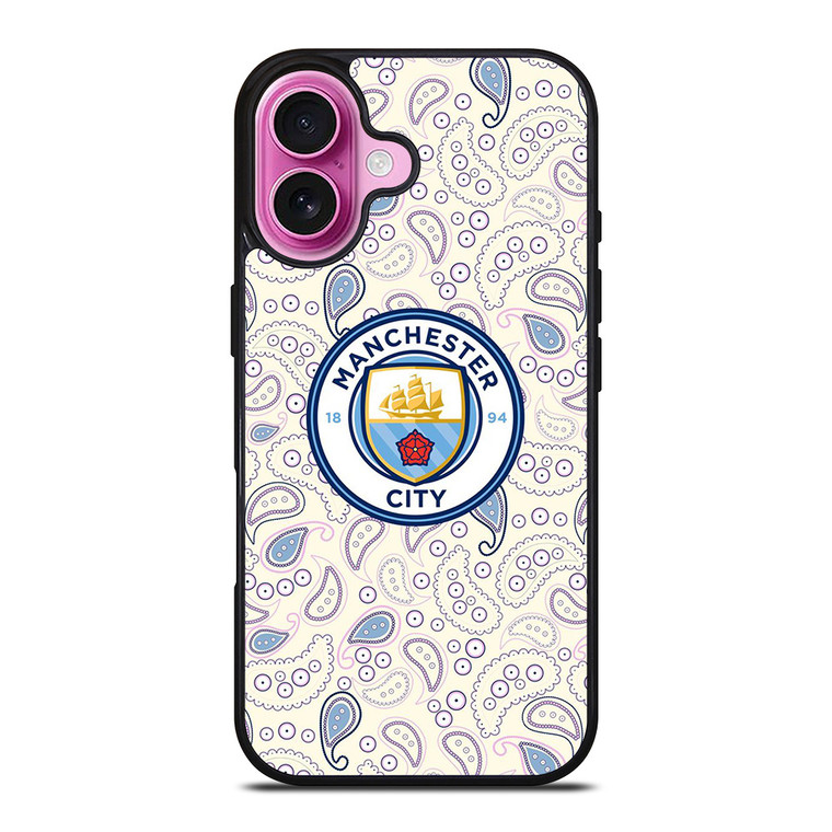 MANCHESTER CITY PUMA PATTERN iPhone 16 Plus Case Cover