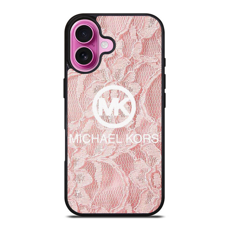 MICHAEL KORS PINK FABRIC iPhone 16 Plus Case Cover MICHAEL KORS PINK FABRIC iPhone 16 Plus Case Cover