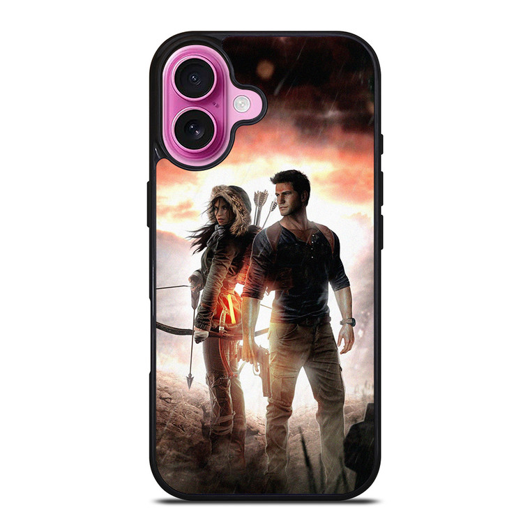 NATHAN DRAKE AND LARA CROFT UNCHARTED GAMES iPhone 16 Plus Case Cover