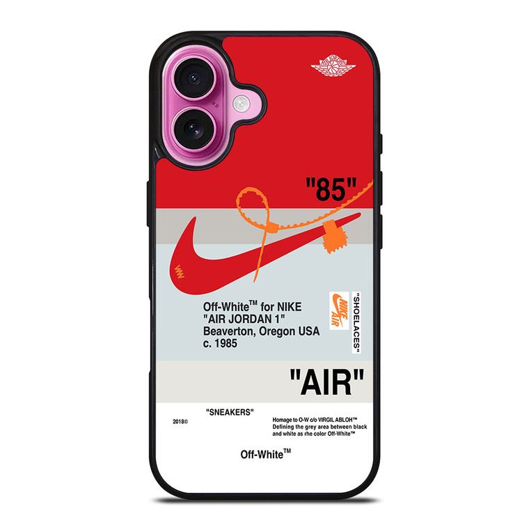 NIKE AIR JORDAN 1 OFF WHITE RED iPhone 16 Plus Case Cover