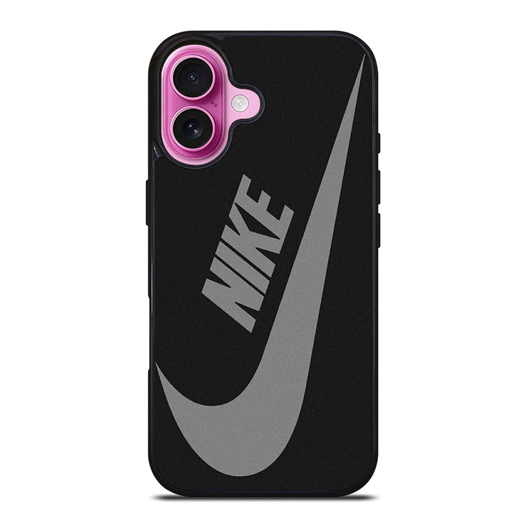 NIKE GREY BLACK LOGO iPhone 16 Plus Case Cover NIKE GREY BLACK LOGO iPhone 16 Plus Case Cover