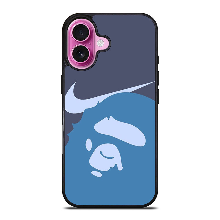 NIKE X BAPE BLUE LOGO iPhone 16 Plus Case Cover