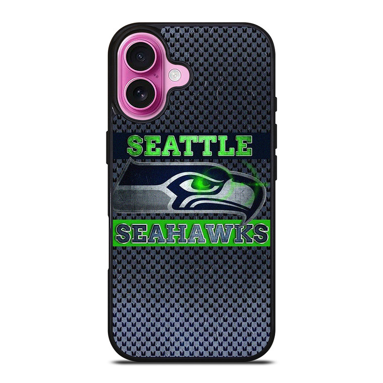 SEATTLE SEAHAWKS FOOTBALL METAL LOGO iPhone 16 Plus Case Cover