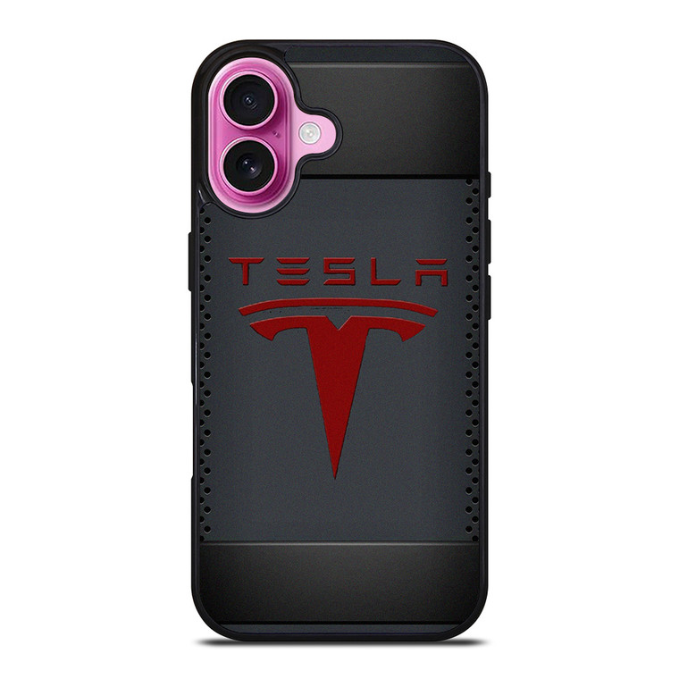 TESLA METAL CARBON LOGO iPhone 16 Plus Case Cover