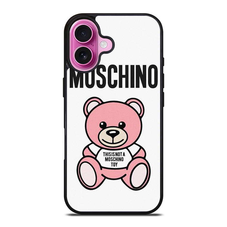 THIS IS NOT MOSCHINO TOY BEAR PINK iPhone 16 Plus Case Cover THIS IS NOT MOSCHINO TOY BEAR PINK iPhone 16 Plus Case Cover