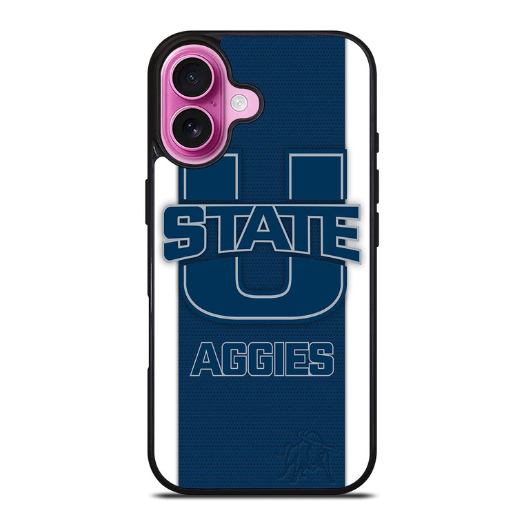 UTAH STATE AGGIES CARBON LOGO iPhone 16 Plus Case Cover