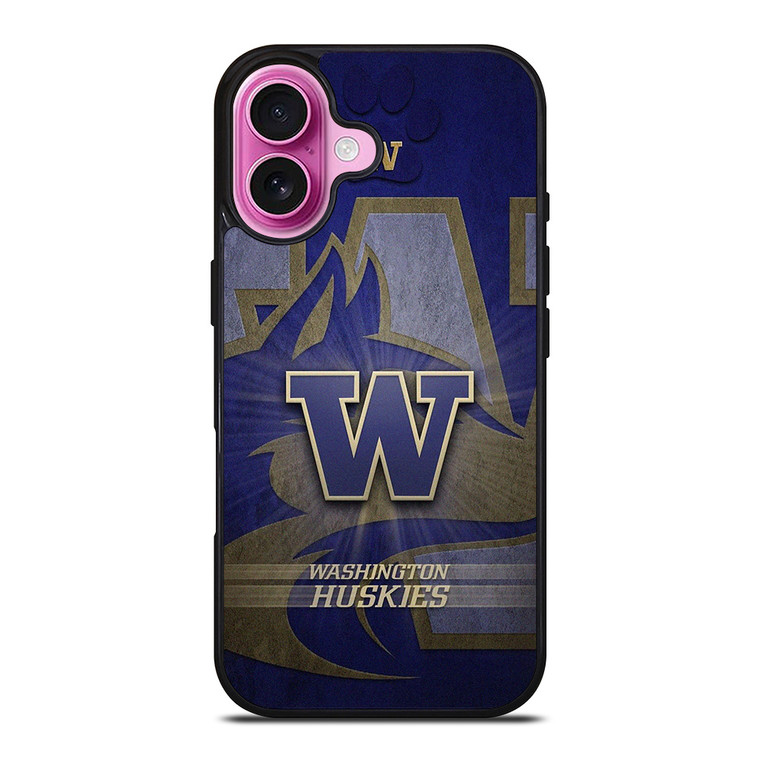 WASHINGTON HUSKIES LOGO METAL iPhone 16 Plus Case Cover