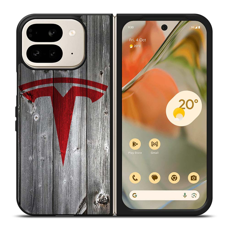 TESLA WOODEN LOGO Google Pixel 9 Pro Fold Case Cover