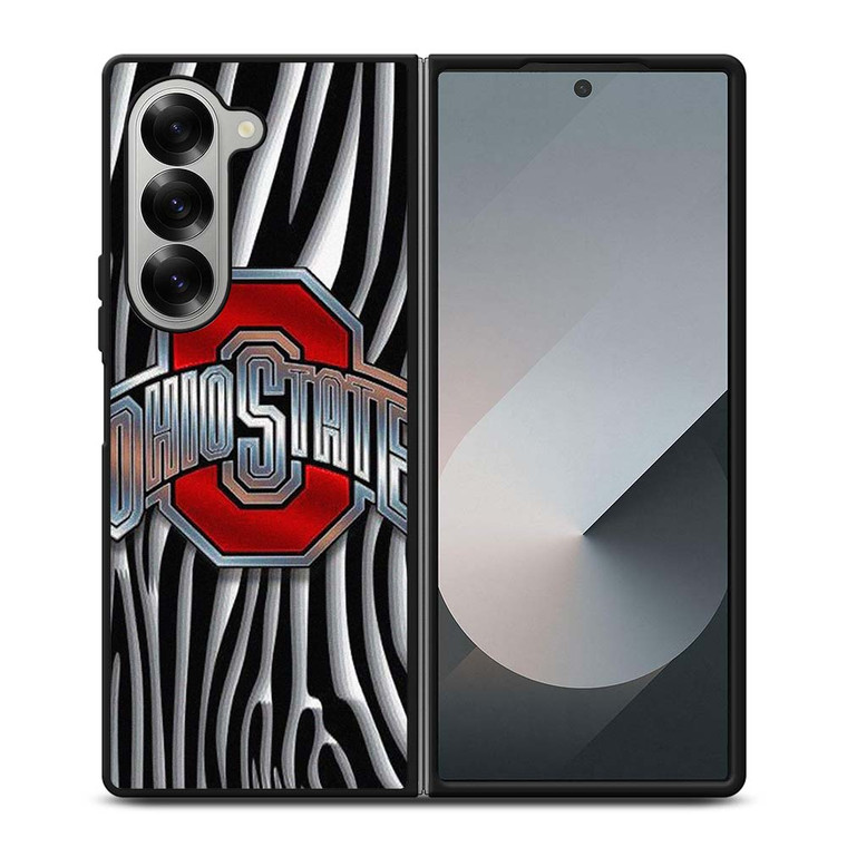 OHIO STATE FOOTBALL METAL ABSTRACT LOGO Samsung Galaxy Z Fold 6 Case Cover