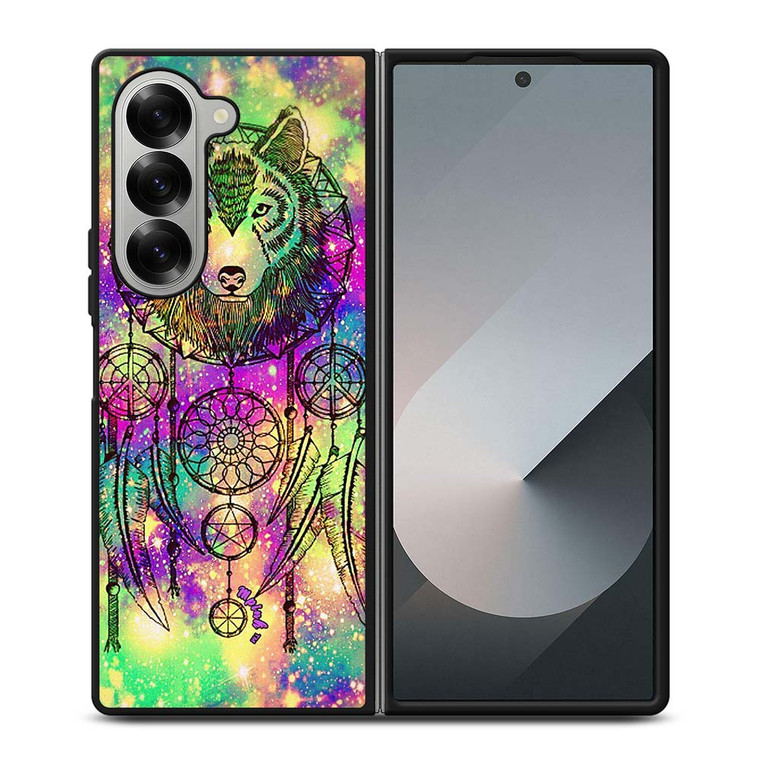 WHITE WOLF DREAMCATCHER TIE DIE Samsung Galaxy Z Fold 6 Case Cover