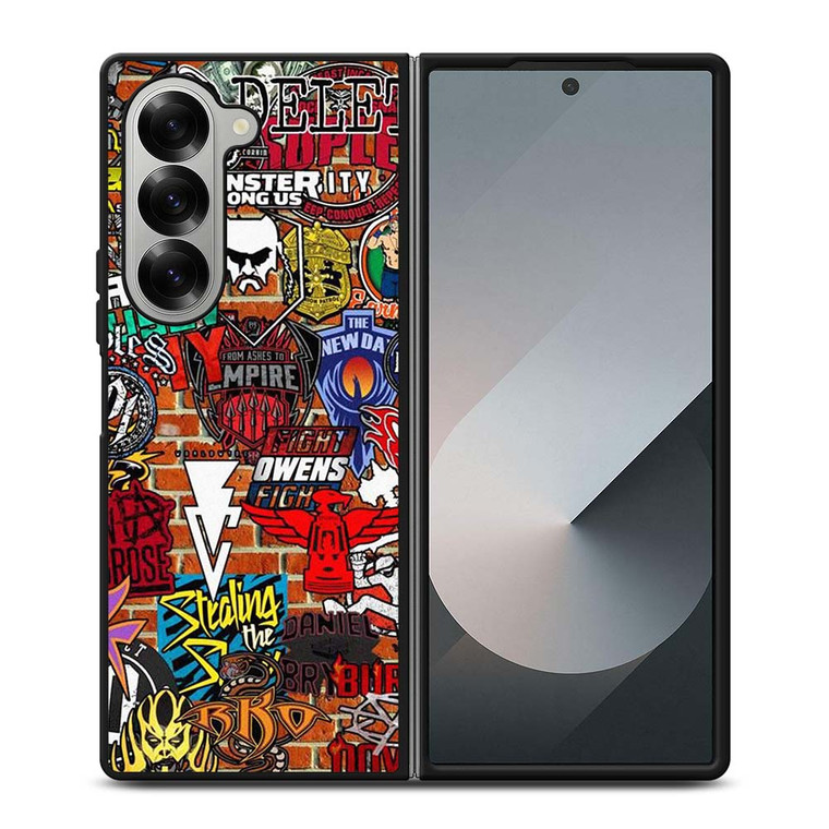 WWE WRESTLING SHIELD SYMBOL COLLAGE Samsung Galaxy Z Fold 6 Case Cover