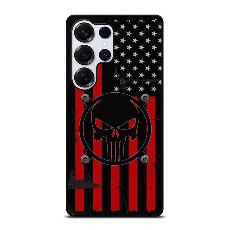PUNISHER RED BLACK AMERICAN FLAG Samsung Galaxy S25 Ultra Case Cover