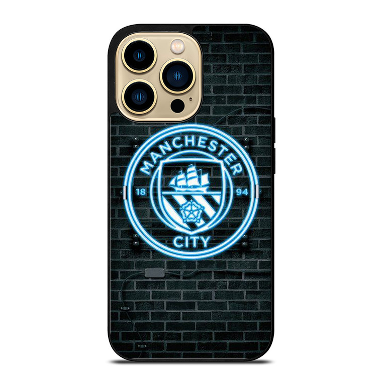 MANCHESTER CITY FC NEON LOGO  iPhone 14 Pro Max Case Cover